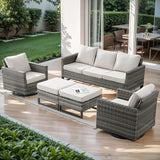 Rilyson Wicker Outdoor Patio Furniture Set - 5 Piece Patio Conversation Set with 2 Swivel Rocker Chairs - Photo 1