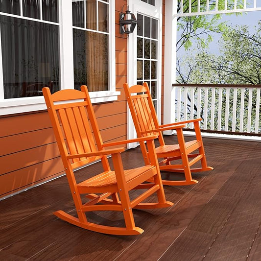 WO WESTIN OUTDOOR HDPE Laguna Classic Porch Rocking Chair (Set of 2), Orange