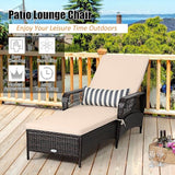 Tangkula Wicker Chaise Lounge Outdoor, Patio Rattan Reclining Chaise with 6-Gear Adjustable Backrest - Photo 4