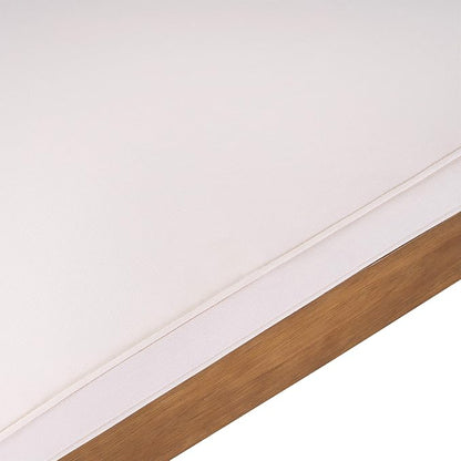 Great Deal Furniture Yvette Outdoor Acacia Wood Chaise Lounge and Cushion Set, Teak and Cream, 309788