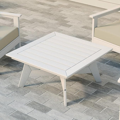 WestinTrends Avalon Modern Low Outdoor Patio Square HDPE Coffee Table, White