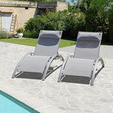 Domi Pool Lounge Chairs Set of 2, Aluminum Adjustable Outdoor Chaise Lounge - Photo 1