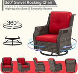 5 Piece Patio Furniture Set, 2-Seater Loveseat, 2 Swivel Glider Chairs and 2 Side Tables - Photo 4