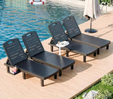 WACASA Outdoor Chaise Lounge Chairs Set of 4, Oversized Lounge Chairs with 5-Level Adjustable Backrest & Cup Holder - Photo 1