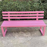 Outdoor Metal Garden Bench, Patio Park Benches Weatherproof, Colorful Front Porch Bench with Backrest, for Outside - Photo 1