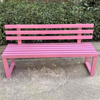 Outdoor Metal Garden Bench, Patio Park Benches Weatherproof, Colorful Front Porch Bench with Backrest, for Outside, Porch, Backyard, Lawn, Balcony(Pink,100cm/39.3in)
