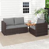 Tangkula 3 Seat Outdoor Wicker Sofa Set, Modular PE Rattan Patio Cushioned Sectional Couch Set - Photo 6