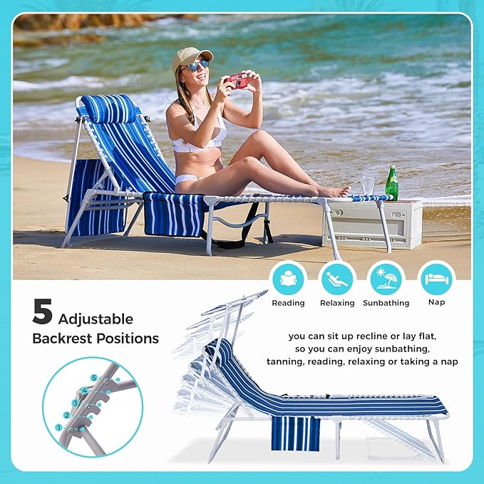#WEJOY Folding Lounge Chair with Canopy Shade - Photo 5