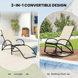 Giantex 2-in-1 Outdoor Rocking Chair, Convertible Lounge Chair with 4-Position Adjustable Backrest, Curved Armrests - Photo 5