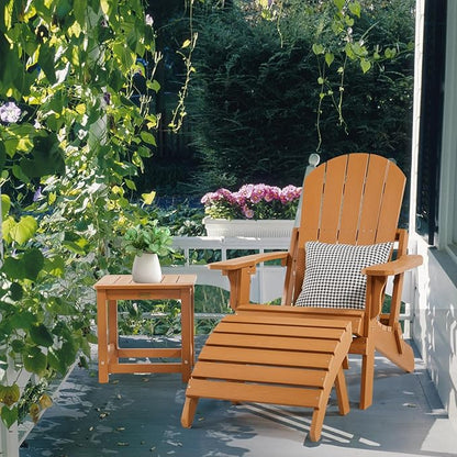 Adirondack Ottoman Set of 4, Plastic Folding Adirondack Footstool, All Weather Ottoman for Adirondack Chairs, Widely Used for Outdoor, Porch, Patio, Garden, Poolside, Fire Pits - Teak