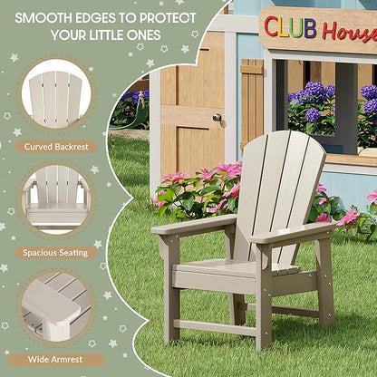 WestinTrends Malibu Kids Outdoor Adirondack Plastic Patio Chair (Set of 2), Sand
