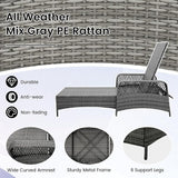 HAPPYGRILL Patio Rattan Chaise Lounge, Outdoor PE Wicker Sun Lounger with Adjustable Backrest - Photo 6