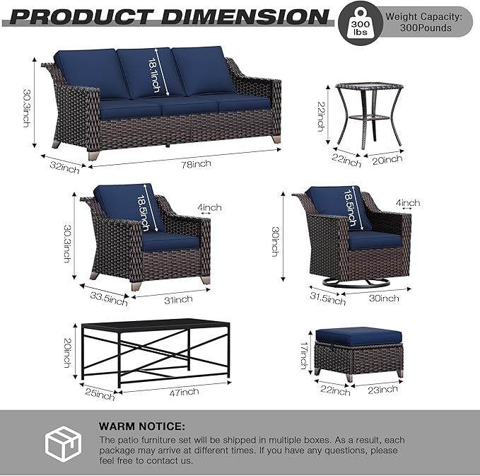 Joyside Swivel Patio Chairs Set of 2, Wicker Patio Furniture with Wide Armrest and Thick Cushions - Photo 2