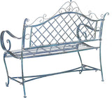 Safavieh PAT5017C Outdoor Collection Abner Antique Blue Wrought Iron 46-inch Garden Bench - Photo 6