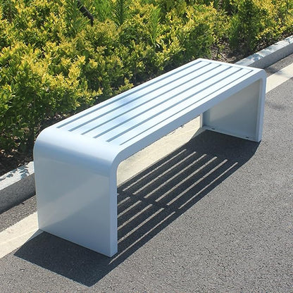 Garden Bench, Outdoor Patio Backless Bench, Metal Garden Benches, All-Weather Park Bench for Garden, Porch, Lounge(Color:White,Size:100 * 40 * 45cm/39 * 16 * 18in)
