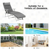 Giantex Chaise Lounge Chair for Outside, Pool Folding Reclining Beach Chair W/Removable Cushion&Headrest Pillow - Photo 8