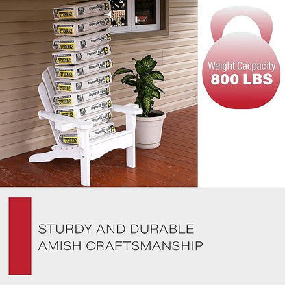 Amish Casual Heavy Duty Adirondack Chair with Cup Holder in White Stain - Authentic Amish Craftmanship from Treated Pine, Outdoor Chair Made in The USA, 800 Lb Weight Capacity