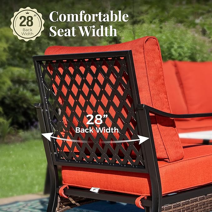 Outdoor Patio Leg Sofa Chairs Set of 2 Steel Frame Porch Furniture with Deep Seating and 5.75" Cushions for Lawn - Photo 4