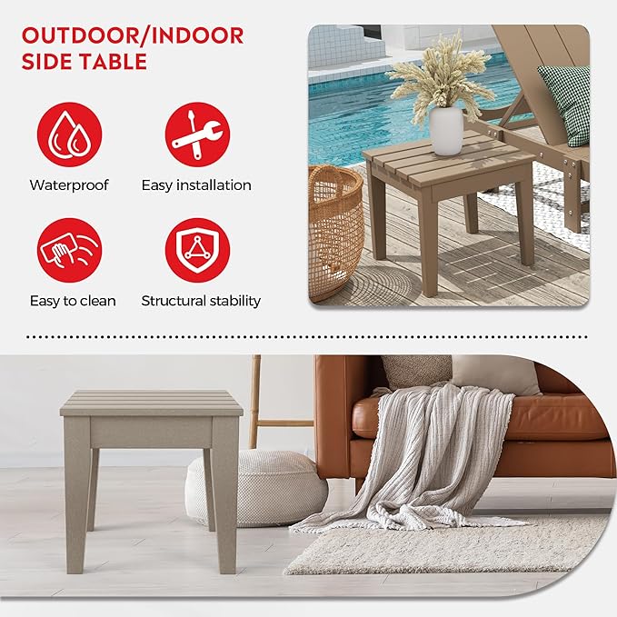 Costaelm Small Outdoor Side Table, Patio End Table Weather Resistant Outdoor Coffee Table - Photo 5