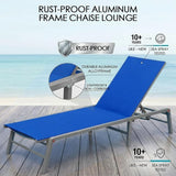 Kozyard 2-Pack Outdoor Lounge Chairs, Foldable Aluminum Frame Patio Chaise Lounge with 5-Position Adjustable Backrest - Photo 3