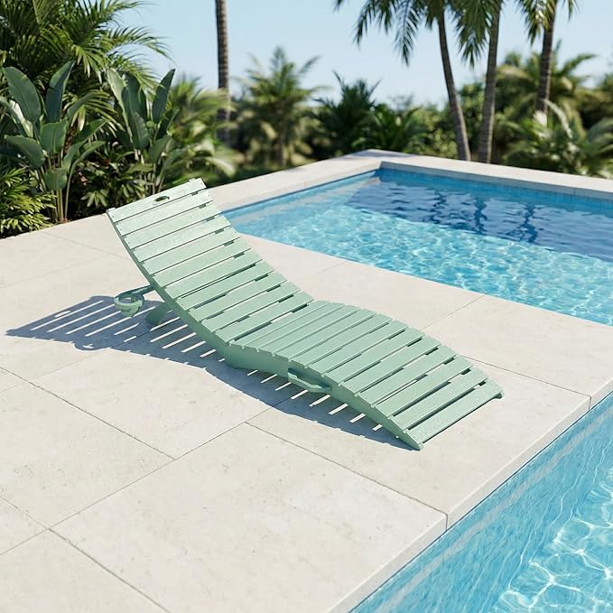 in-Pool Lounge Chairs Set of 2, Folding HDPE Pool Chairs Anti-Floating No Sandbags with Cup Holder & Handles - Photo 1