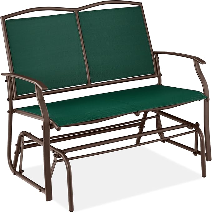 Best Choice Products 2-Person Outdoor Patio Swing Glider Steel Bench Loveseat Rocker for Deck, Porch w/Textilene Fabric - Photo 1