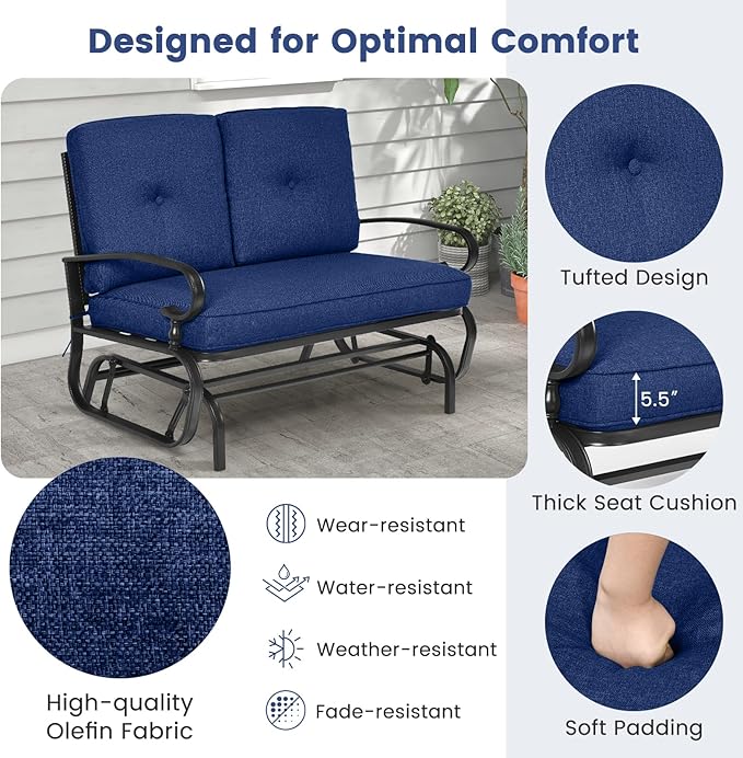 Tangkula Outdoor Swing Glider Chair, Patio Glider Bench for 2 Persons - Photo 2