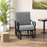 Giantex Outdoor Glider, Patio Rocking Chair with Thick Cushion, Sturdy Metal Frame, Curved Armrest, Ergonomic Design - Photo 8