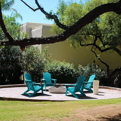 FUNBERRY Folding Adirondack Chair, All Weather HDPE Fire Pit Chairs with Cup Holder for Outdoor