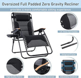 PHI VILLA XXL Oversized Padded Zero Gravity Chair Set of 2, Foldable Patio Recliner - Photo 6