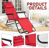 Outvita Folding Chaise Lounge Chair, Outdoor Adjustable Recliner Chair with Pillow for Camping, Beach, Poolside, Garden - Photo 5