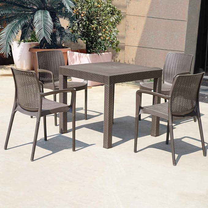 DIMAR GARDEN 5 Piece Patio Dinning Chairs Set, 31.5" Square Table with Umbrella Hole - Photo 5