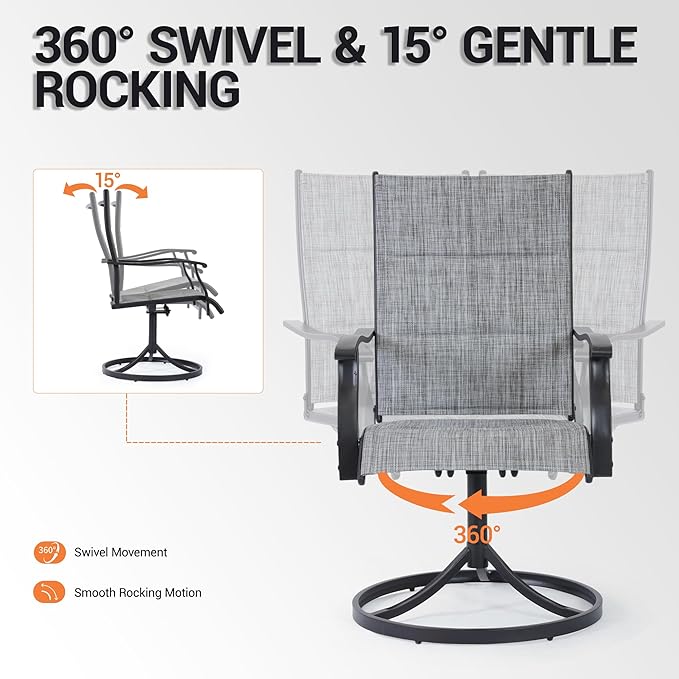 Patio Swivel Chairs Set of 2, Outdoor Dining Chairs High Back - Photo 7