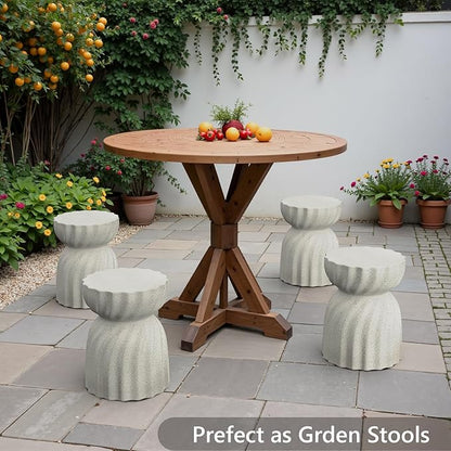 SUNBURY Outdoor Side Table Set of 2, 19" H Outdoor Accent End Table, Patio Coffee Tables, Garden Stool and Plant Stand for Garden, Living Room, Backyard, Spotted White