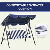 Outsunny 3-Seat Outdoor Patio Swing Chair with Removable Cushion, Steel Frame Stand and Adjustable Tilt Canopy for Patio - Photo 6