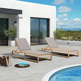 PURPLE LEAF Outdoor Chaise Lounge Patio Chair Recliner for Poolside Balcony Adjustable Backrest W/Slide-Out Side Table - Photo 8