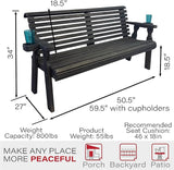 Amish Casual Heavy Duty Pressure Treated 4 Foot Outdoor Garden Bench with Cup Holders - Amish Crafted Roll Back Design - Photo 2