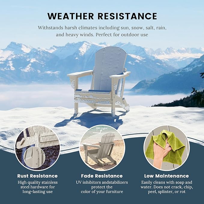 WO WESTIN OUTDOOR HDPE Laguna Outdoor Folding Poly Adirondack Chair (Set of 2), Sand