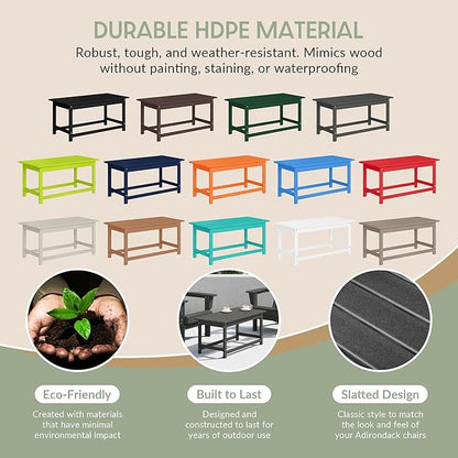 WestinTrends Malibu Outdoor Coffee Table, 35" x 17.5" All Weather Poly Lumber Patio Adirondack Coffee Table for Garden Lawn Porch Balcony, Gray