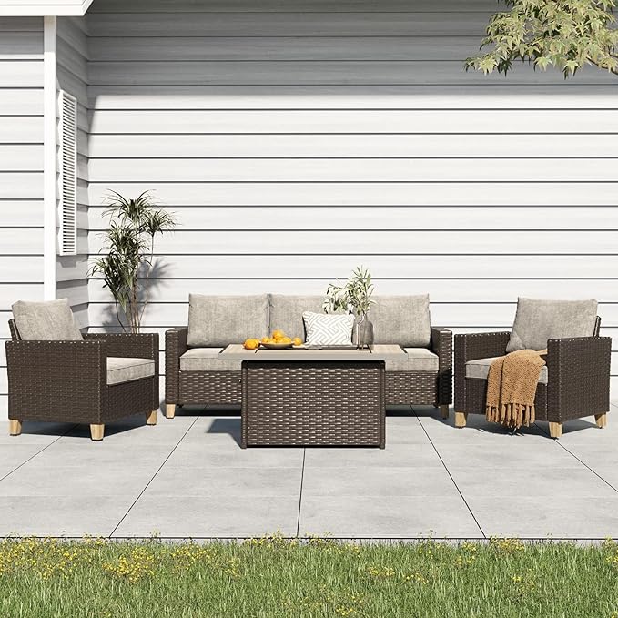 Grand patio Sofa Sets 6 Pieces Conversation Set with Fire Pit Table - Photo 3