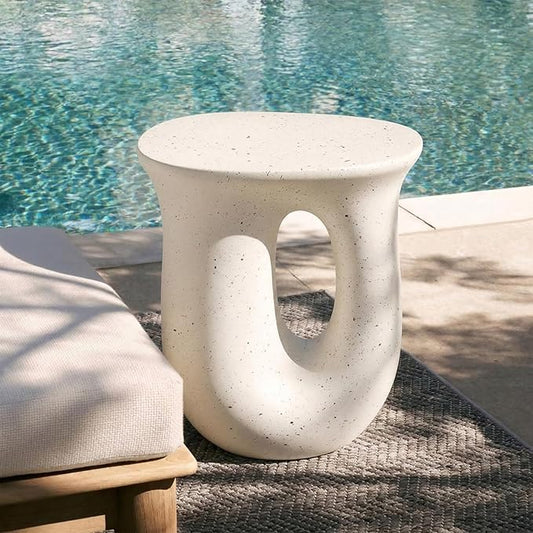 Christopher Knight Home Terraz Lightweight Concrete Outdoor Coffee Table, Small Side Table for Patio Furniture Set, MGO End Table for Patio/Deck/Garden, No Assembly Required, White