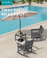SERWALL HDPE Outdoor Rocking Chairs Set of 6, All Weather 4 Porch Rockers with 2 Side Tables - Photo 8