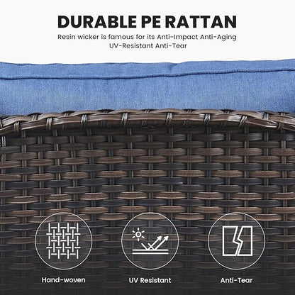 Belord Wicker Furniture 4 Pieces Outdoor Patio Furniture Set Patio Chairs with Ottomans Conversation Set for Porch Garden Deck Balcony Poolside