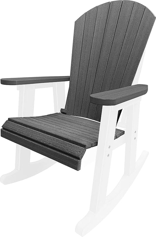DuraWeather Poly® Adirondack Porch Rocker - Coastal (Wood Grain) on White