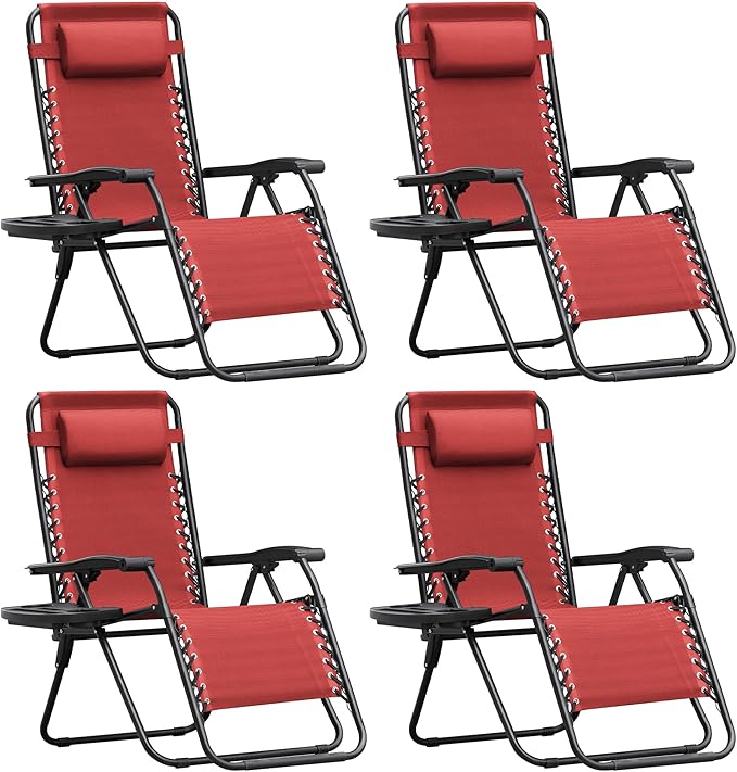 Homall Zero Gravity Chair Patio Folding Lawn Outdoor Lounge Gravity Camp Reclining Lounge Chair with Cup Holder Pillows - Photo 1