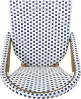 Christopher Knight Home Philomena Outdoor French Bistro Chair (Set of 2), Blue + White + Bamboo Print Finish - Photo 8