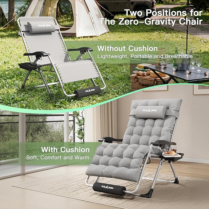 Amopatio Oversized Zero Gravity Chair, Reclining Camping Lounge Chair Upgraded Lock and Footrest, Cup Holder - Photo 5