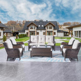Rilyson Wicker Patio Furniture Chairs Set - 8 Piece Rattan Outdoor Patio Sectional Conversation Sets with 1 Sofa - Photo 7