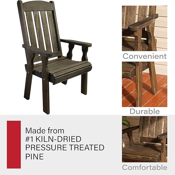 Amish Casual Heavy Duty 600 Lb High Back Mission Treated Patio Chair (Dark Walnut Stain)