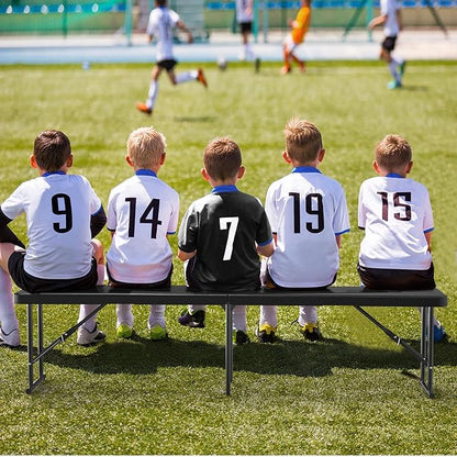 VINGLI 6 feet Plastic Folding Bench,Portable in/Outdoor Picnic Party Camping Dining Seat, Garden Soccer Multipurpose Entertaining Activities, Smooth HDPE Tabletop (2, Black, 6ft)